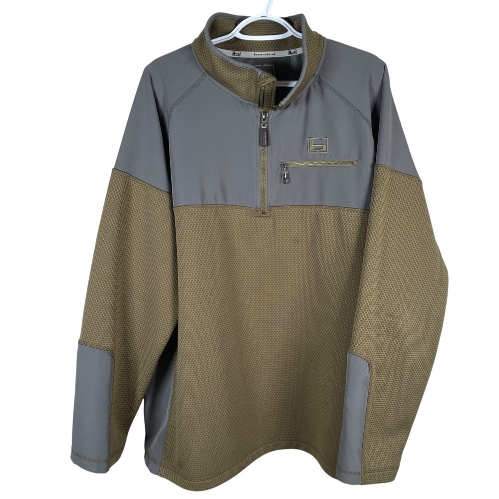 Banded Southern Pines 1/4 Zip Pullover Mens 2XL Stretch Pocket Spanish Moss read